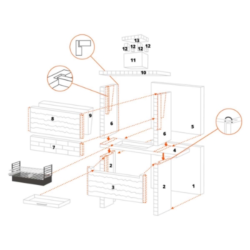 Image sur Barbecue fixe en pierre et briques réfractaires CS302