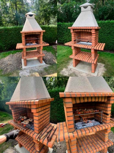 Foyer réfractaire pour barbecue à bois et charbon avec tiroir récupérateur de cendres.