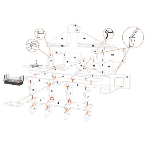 Image sur Cuisine extérieure barbecue & four à bois avec évier CS145-75-60
