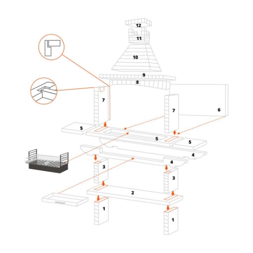 Image sur Barbecue en Pierre avec gril XL 80 cm CS204-80