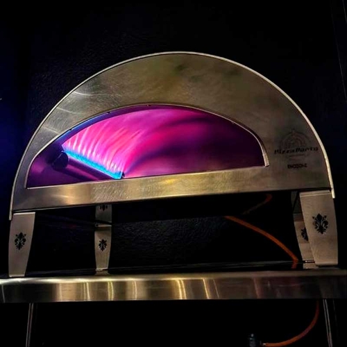 Brûleur gaz haute puissance du four Pizza Party Emozione en fonctionnement