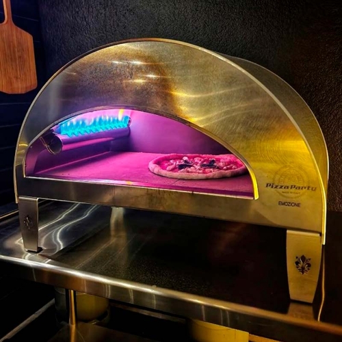 Brûleur gaz haute puissance du four Pizza Party Emozione en fonctionnement