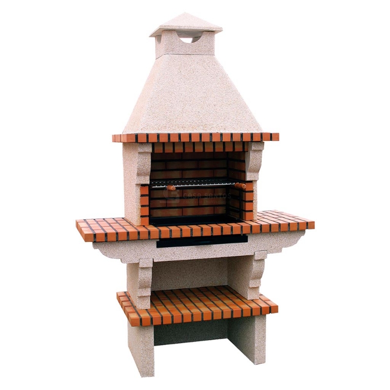 Barbecue en pierre et brique CS106 avec cheminée et plans de travail latéraux