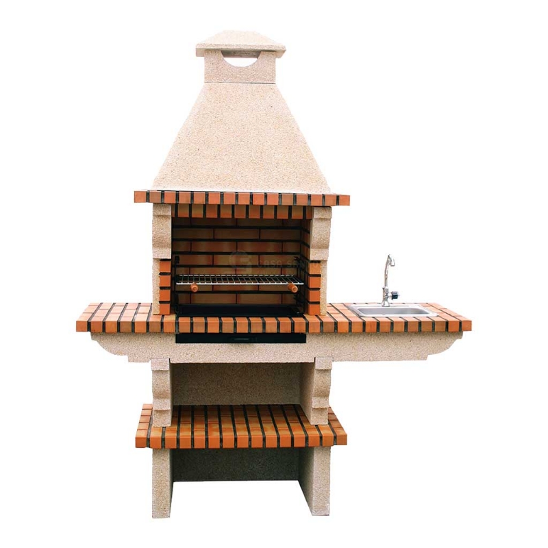 Barbecue en brique avec évier inox CS118-60 – cuisine extérieure en pierre avec grill 60x40 cm