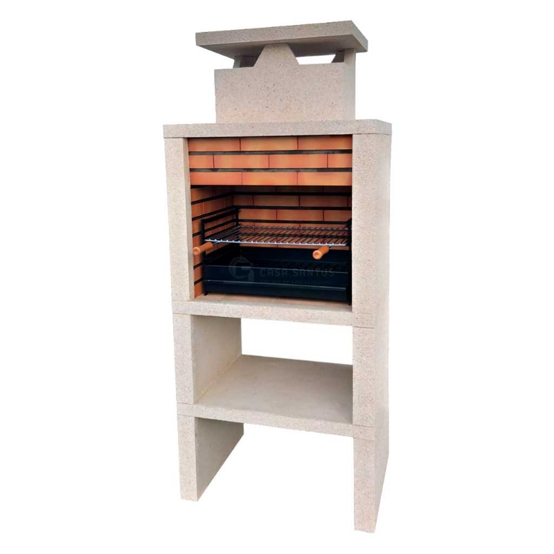 Barbecue en pierre reconstituée et brique FR-CS601-60 avec grill 60 x 40 cm