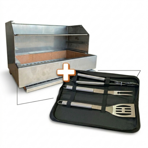 Barbecue à poser inox 80 cm Premium avec kit d’ustensiles barbecue inclus pour extérieur