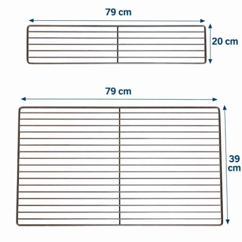 Grilles en inox pour grilloir barbecue 80 cm Premium grande grille et grille maintien au chaud