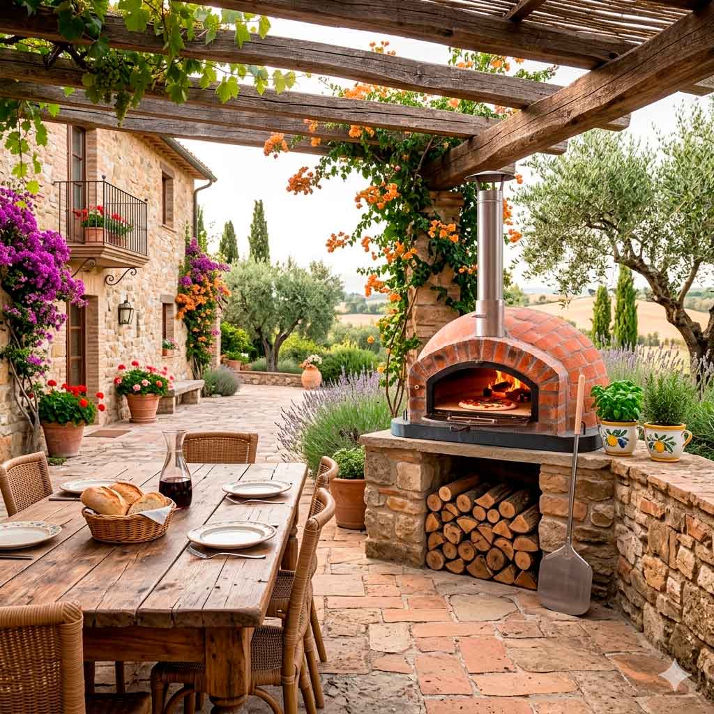 Four à bois isolé pour pain et pizza en cuisine extérieure