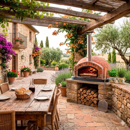 Image sur Four à Pizza Bois 110 cm Traditionnel en Briques pour Extérieur