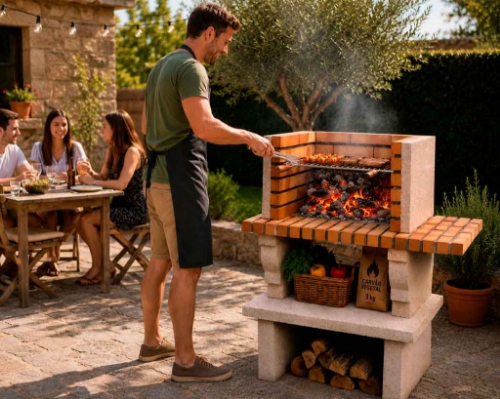 Image sur Barbecue fixe extérieur compact en brique – Grill 60 cm – CS132-60