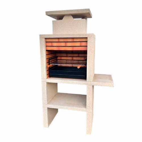 Barbecue en pierre et brique avec plan de travail latéral réversible et grill 60 cm CS603-60