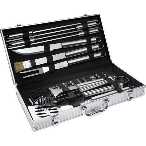 mallette 18 ustensiles barbecue inox
