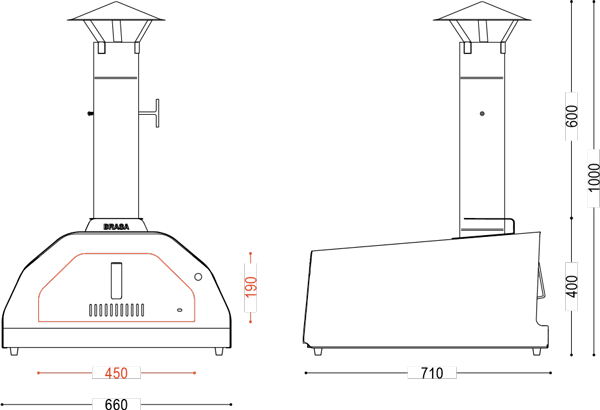 Dimensions du four à bois BRASA